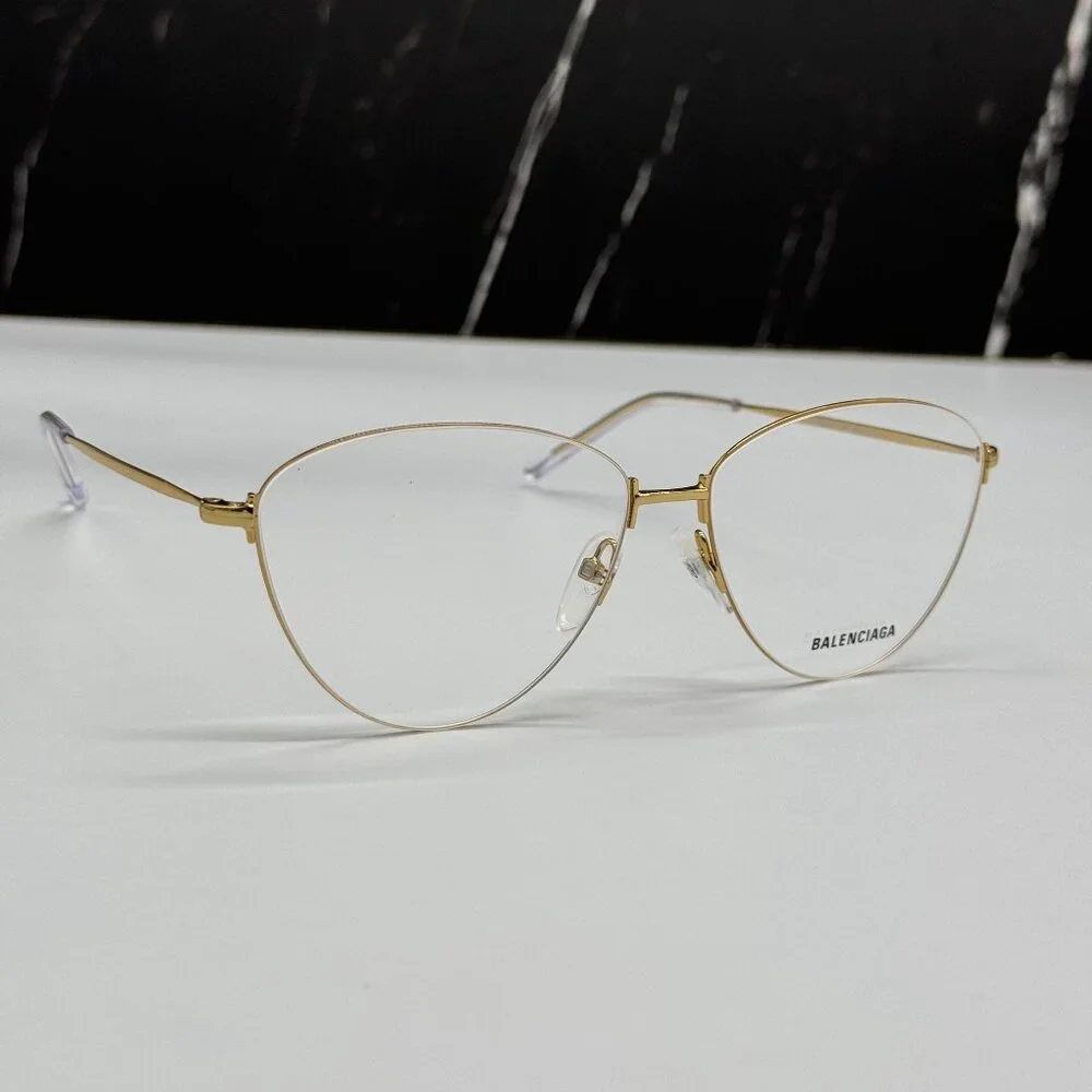 NEW BALENCIAGA BB0034O 003 CAT EYE GOLD WOMEN EYEGLASSES BALENCIAGA